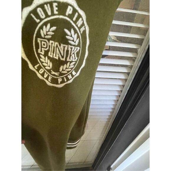 Victoria Secret Pink Olive Green 1/4 zip Pull over sweater Jacket Size XS - Picture 7 of 12